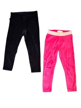 💗 Mini Boden Girls Velvet Leggings Bundle – 5–6Y / 116 cm Black Pink
